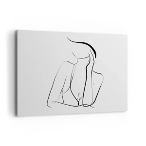 Quadro su tela - Stampe su Tela - Uno schizzo delicato di una silhouette femminile in stile minimalista - 100x70cm - Sull'onda dei sogni - Decorazione murale moderna per soggiorno e camera da letto ARTTOR