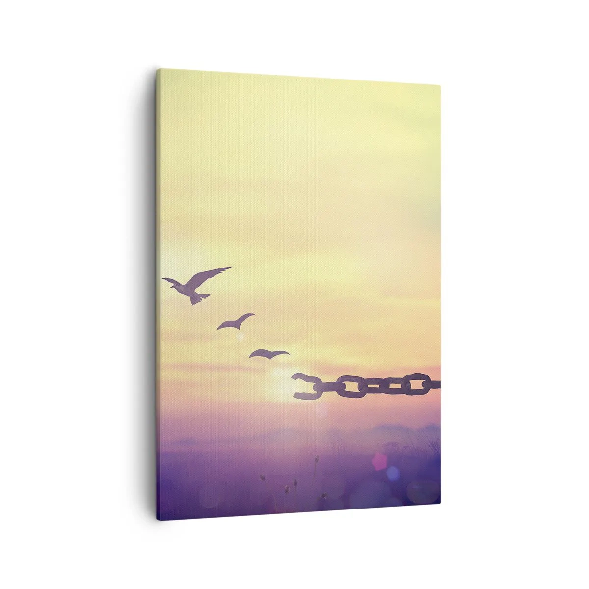 Quadro su tela - Stampe su Tela - Simbolo di libertà con uccelli e una catena spezzata - 50x70cm - La vittoria della libertà - Decorazione murale moderna per soggiorno e camera da letto ARTTOR