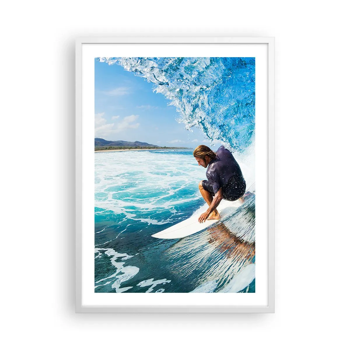Poster in cornice bianca - Ballando con le onde - 50x70 cm