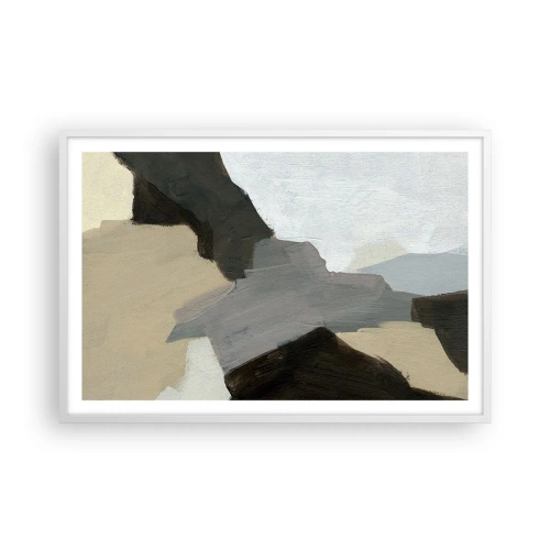 Poster in cornice bianca - Astrazione: il crocevia del grigio - 91x61 cm