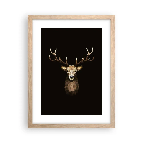 Poster in cornice rovere chiaro - Cervo cubista - 30x40 cm