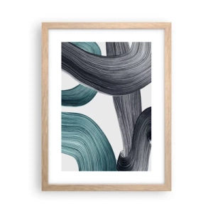 Poster in cornice rovere chiaro - Tracce smeraldo e nero - 30x40 cm