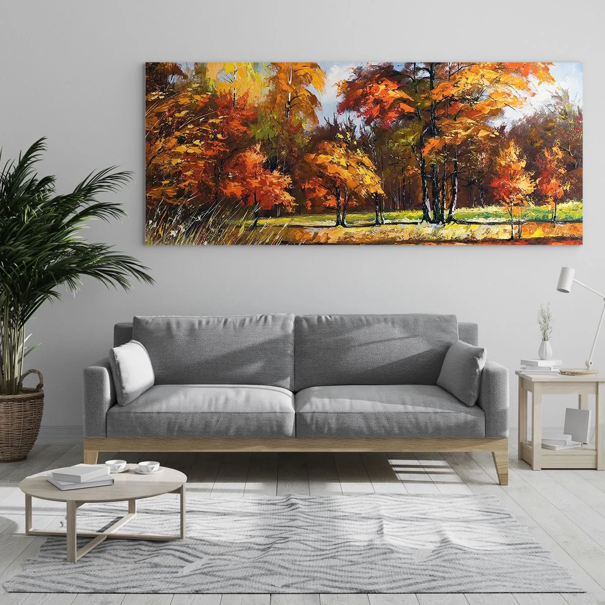 Quadro su vetro - Paesaggio in oro e marrone - 100x40 cm