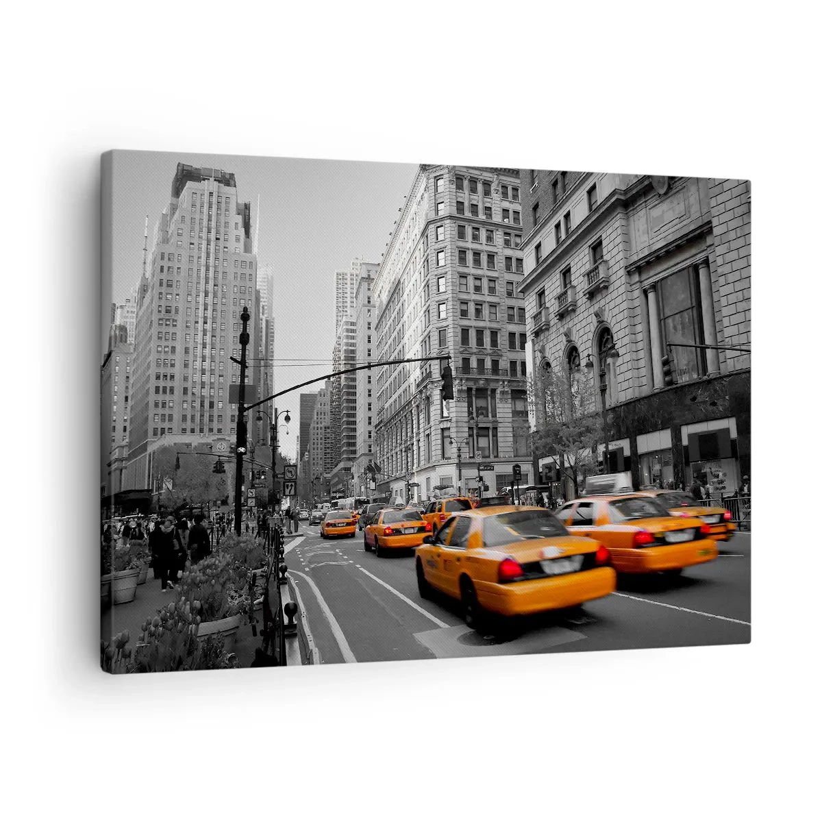 Quadro su tela - Stampe su Tela - Taxi gialli per le strade di New York - 70x50cm - Il sole della grande città - Decorazione murale moderna per soggiorno e camera da letto ARTTOR