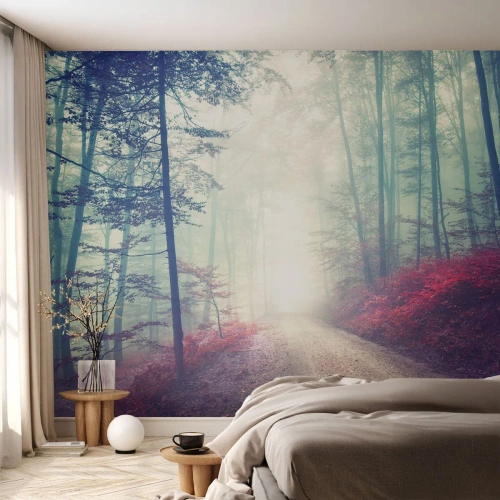 Fotomurali Premium Sand - Come è bello alzarsi all'alba - Paesaggio, foresta, Strada forestale - 200x140 cm