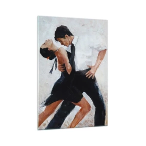 Quadro su vetro - Una coppia che balla in uno scatto elegante e sensuale - 70x100cm - Il tango dei miei sogni - Decorazione murale moderna per soggiorno e camera da letto ARTTOR