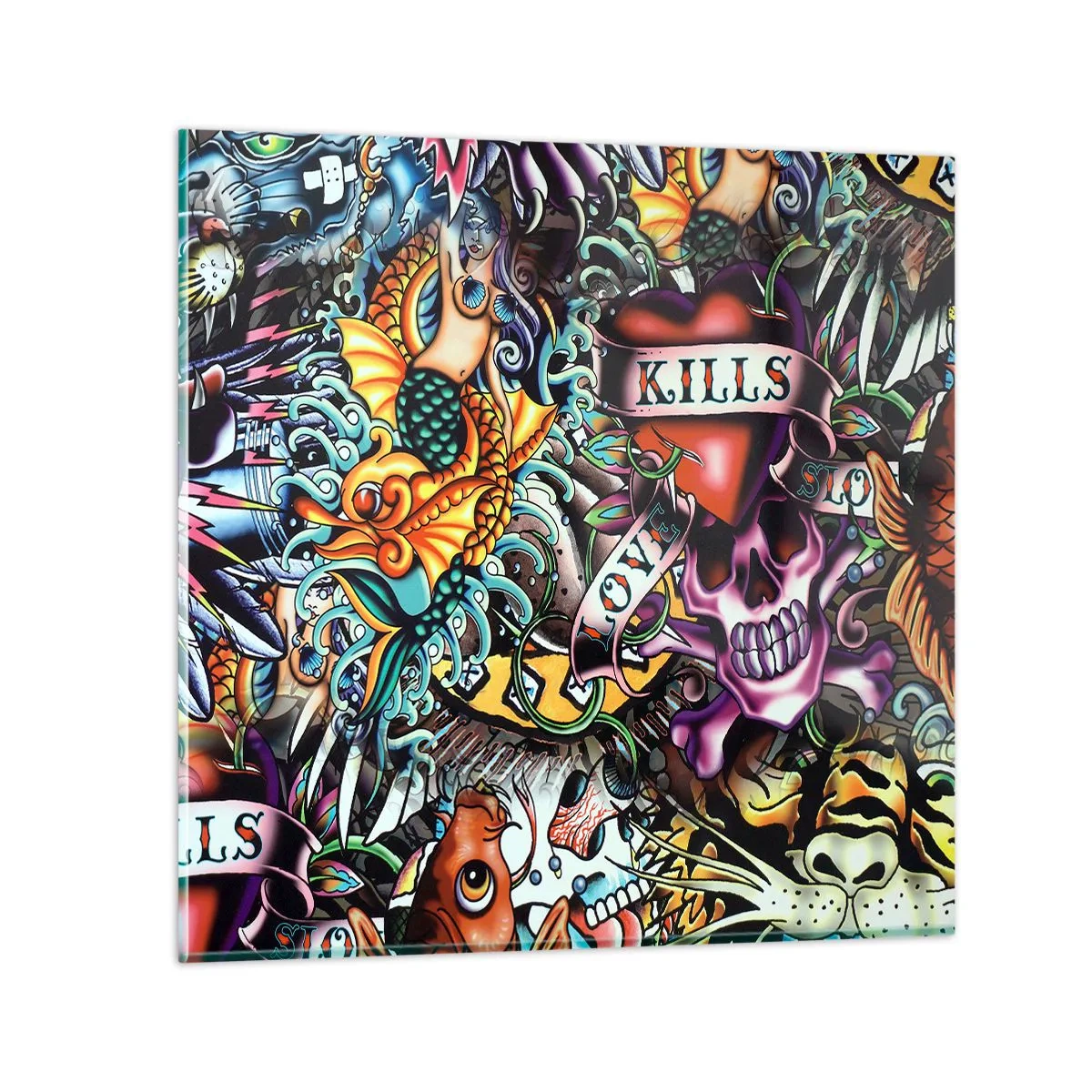 Quadro su vetro - Il sogno del tatuatore - 70x70 cm