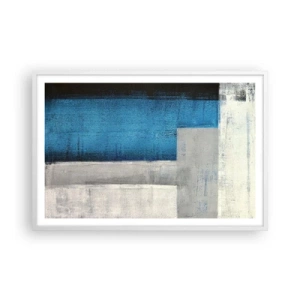 Poster in cornice bianca - Composizione poetica in grigio e blu - 91x61 cm