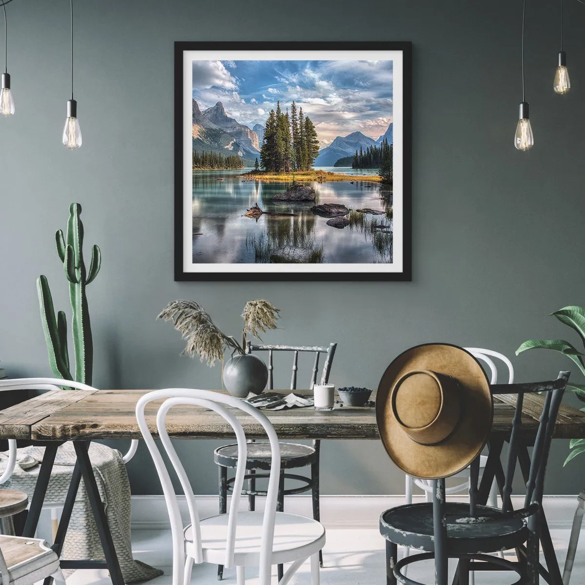 Poster in cornice nera - Sulle acque grandi e limpide... - 60x60 cm