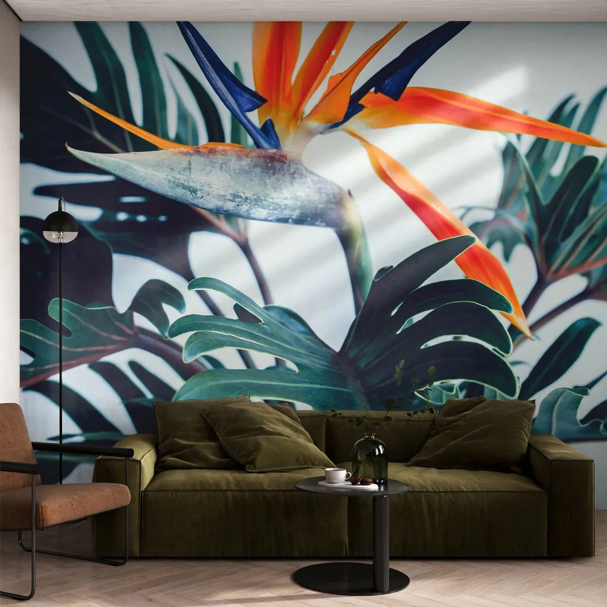 Fotomurali Premium Sand - Pianta uccello - Impianti, Boho, Esotico - 400x280 cm