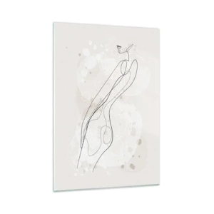 Quadro su vetro - Silhouette sagomata di una donna nei toni del beige - 50x70cm - Errando con lo sguardo - Decorazione murale moderna per soggiorno e camera da letto ARTTOR