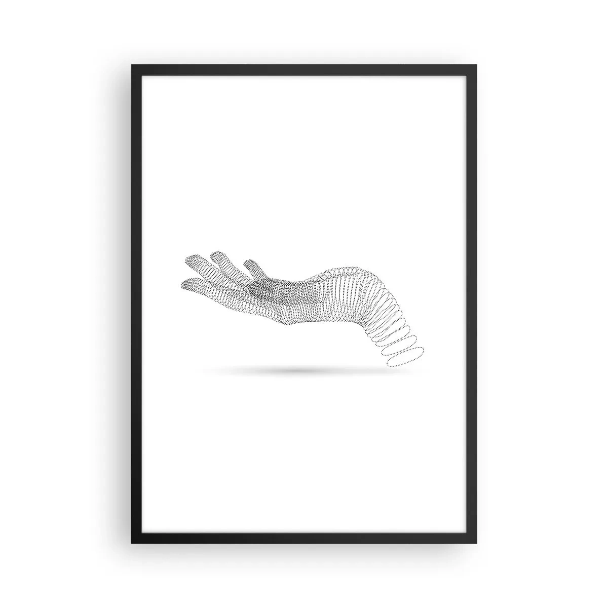 Poster in cornice nera - Disegno astratto fatto a mano di linee su sfondo bianco - 50x70cm - Mano elastica - Decorazione murale moderna per soggiorno e camera da letto ARTTOR