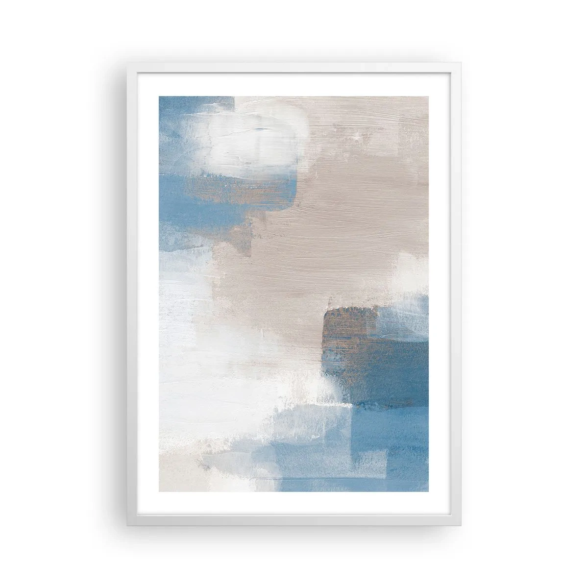 Poster in cornice bianca - Astrazione rosa coperta dal blu - 50x70 cm