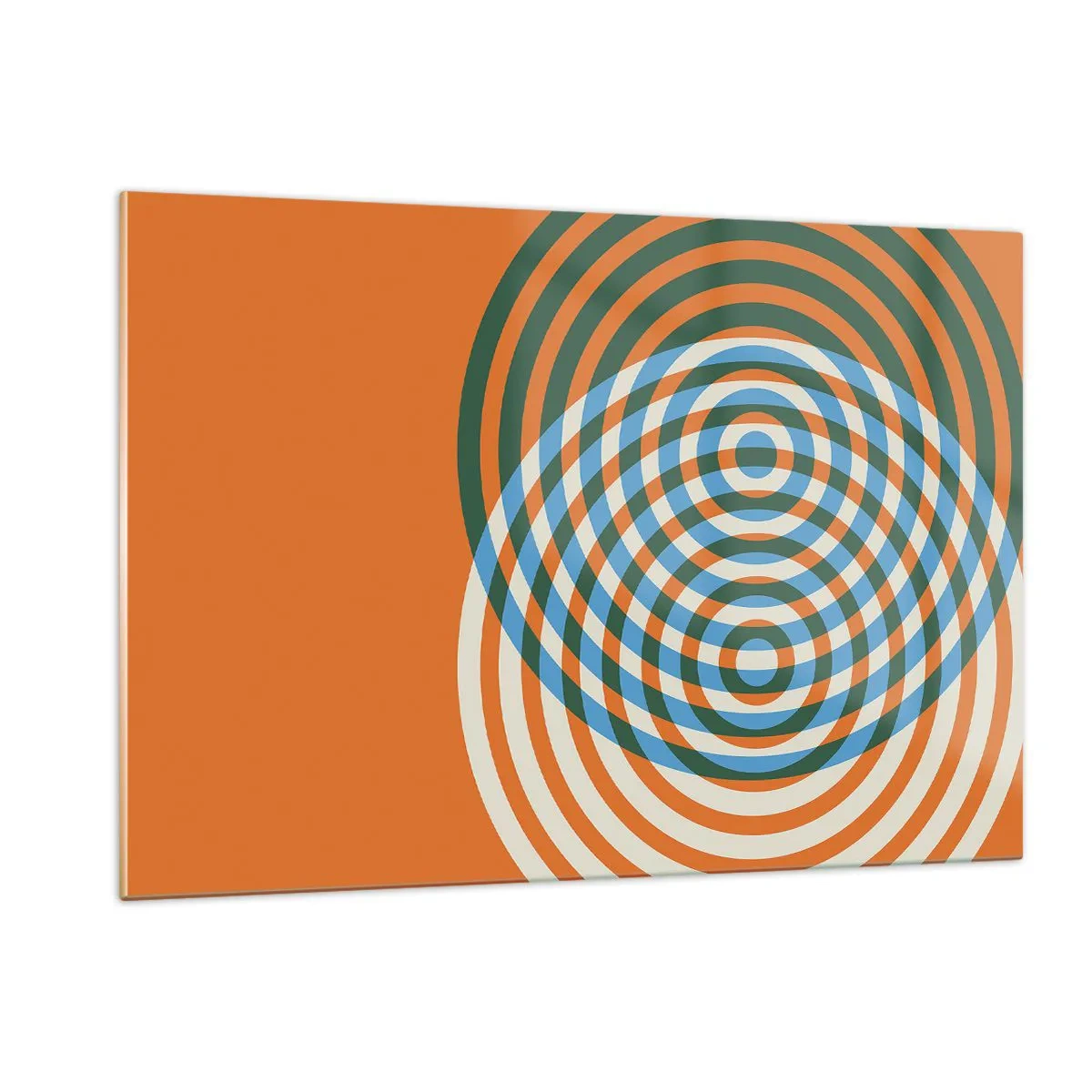Quadro su vetro - Grafica geometrica astratta con cerchi concentrici - 120x80cm - Composizione astratta a cerchi - Decorazione murale moderna per soggiorno e camera da letto ARTTOR