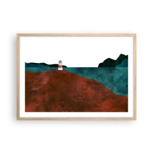 Poster in cornice rovere chiaro - Contemplando il mare - 70x50 cm