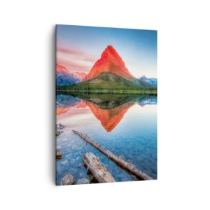 Quadro su tela - Stampe su Tela - Una montagna riflessa in un lago al tramonto - 50x70cm - Caldo e freddo - Decorazione murale moderna per soggiorno e camera da letto ARTTOR