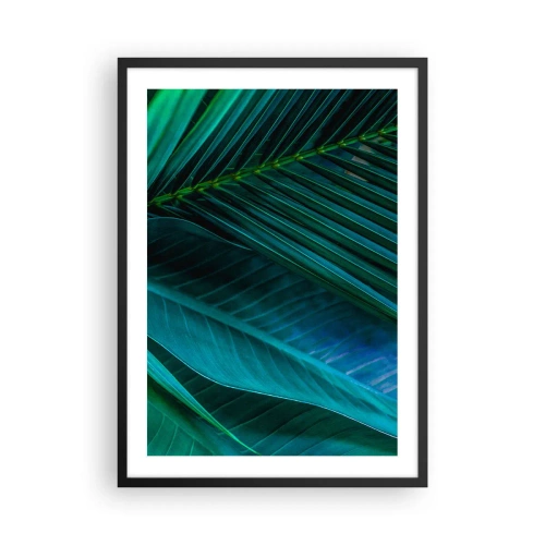 Poster in cornice nera - Foglie tropicali in tonalità di verde intenso - 50x70cm - Anatomia del verde - Decorazione murale moderna per soggiorno e camera da letto ARTTOR