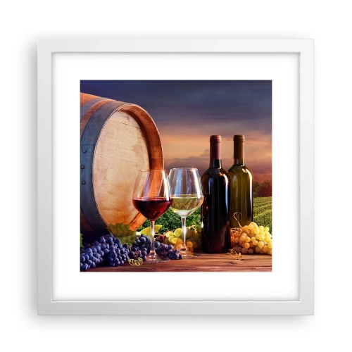 Poster in cornice bianca - Qui la vita ha gusto - 30x30 cm