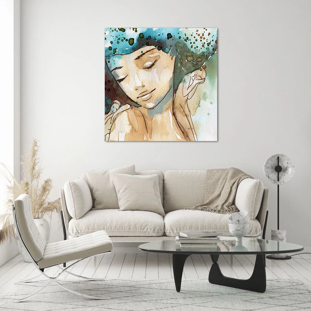 Quadro su vetro - Lady in blue - 60x60 cm