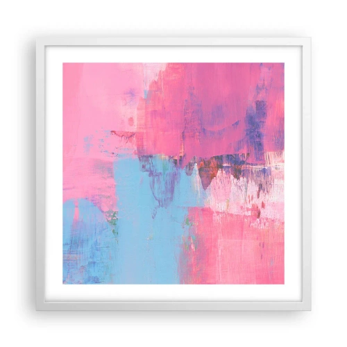 Poster in cornice bianca - Rosa, blu e un pizzico di luce - 50x50 cm