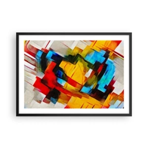 Poster in cornice nera - Composizione geometrica astratta in colori vivaci - 70x50cm - Intreccio multicolore - Decorazione murale moderna per soggiorno e camera da letto ARTTOR