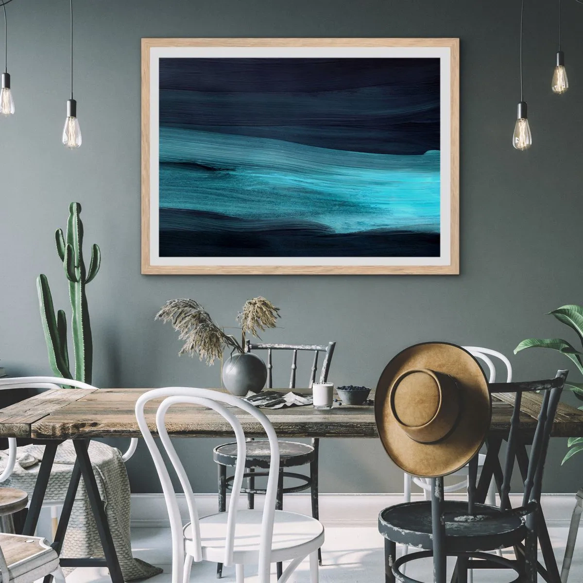 Poster in cornice rovere chiaro - Seguendo la corrente - 50x40 cm