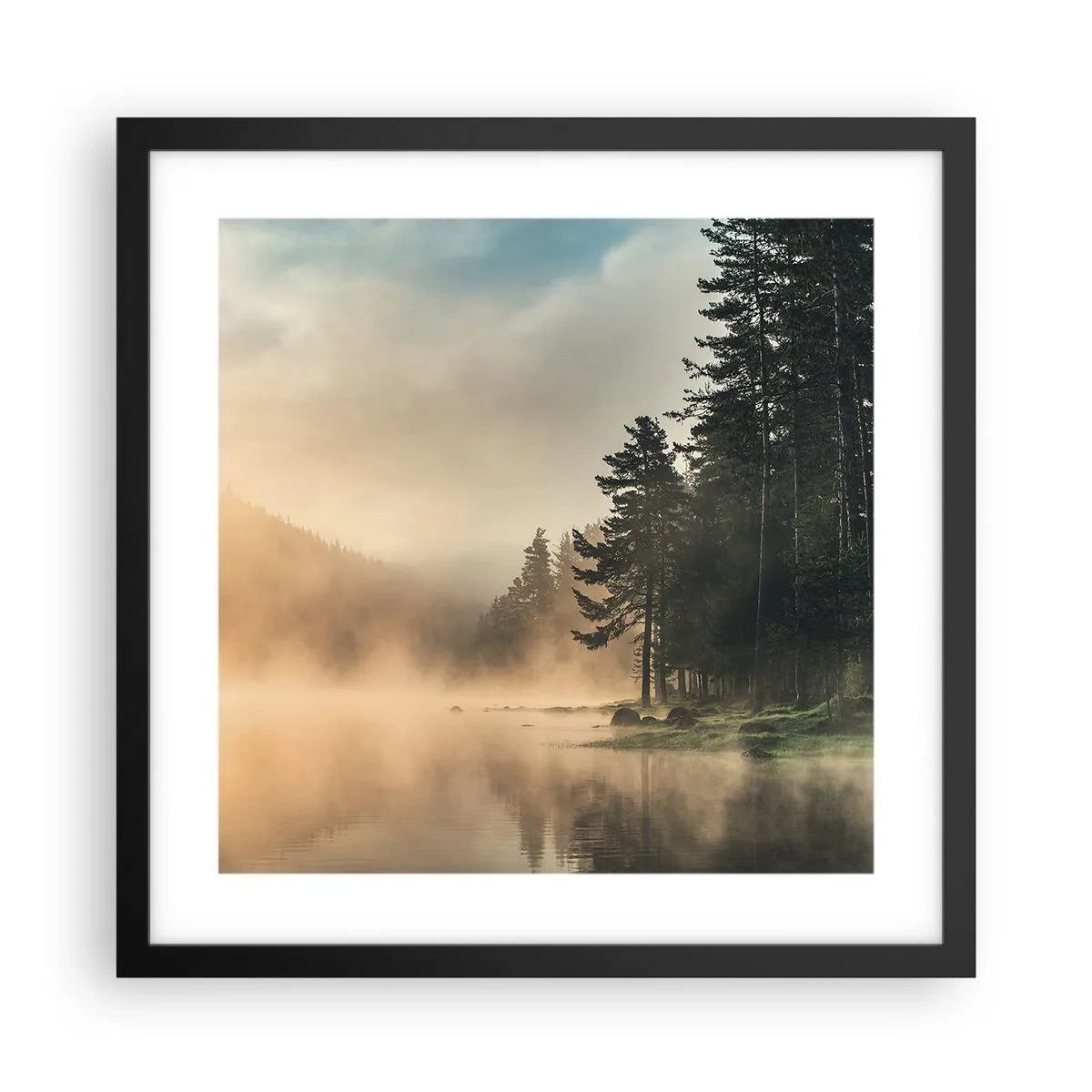 Poster in cornice nera - La nascita del giorno - 40x40 cm