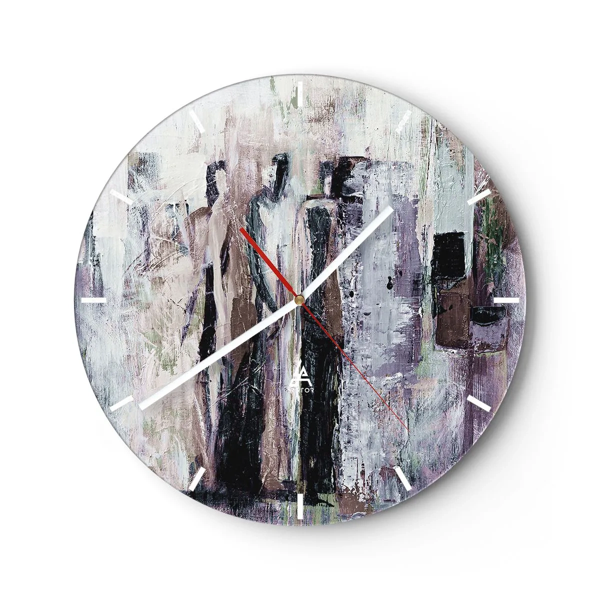 Orologio da parete - Orologio in Vetro - Figure astratte in una tavolozza di colori tenui - 30x30cm - Triade misteriosa - Decorazione murale moderna per soggiorno, cucina e camera da letto ARTTOR