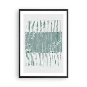 Poster in cornice nera - Una composizione minimalista di linee e texture nelle tonalità del verde. - 50x70cm - Astrazione marina - Decorazione murale moderna per soggiorno e camera da letto ARTTOR