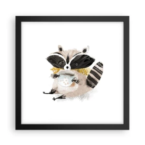 Poster in cornice nera - Il mio amico procione - 30x30 cm