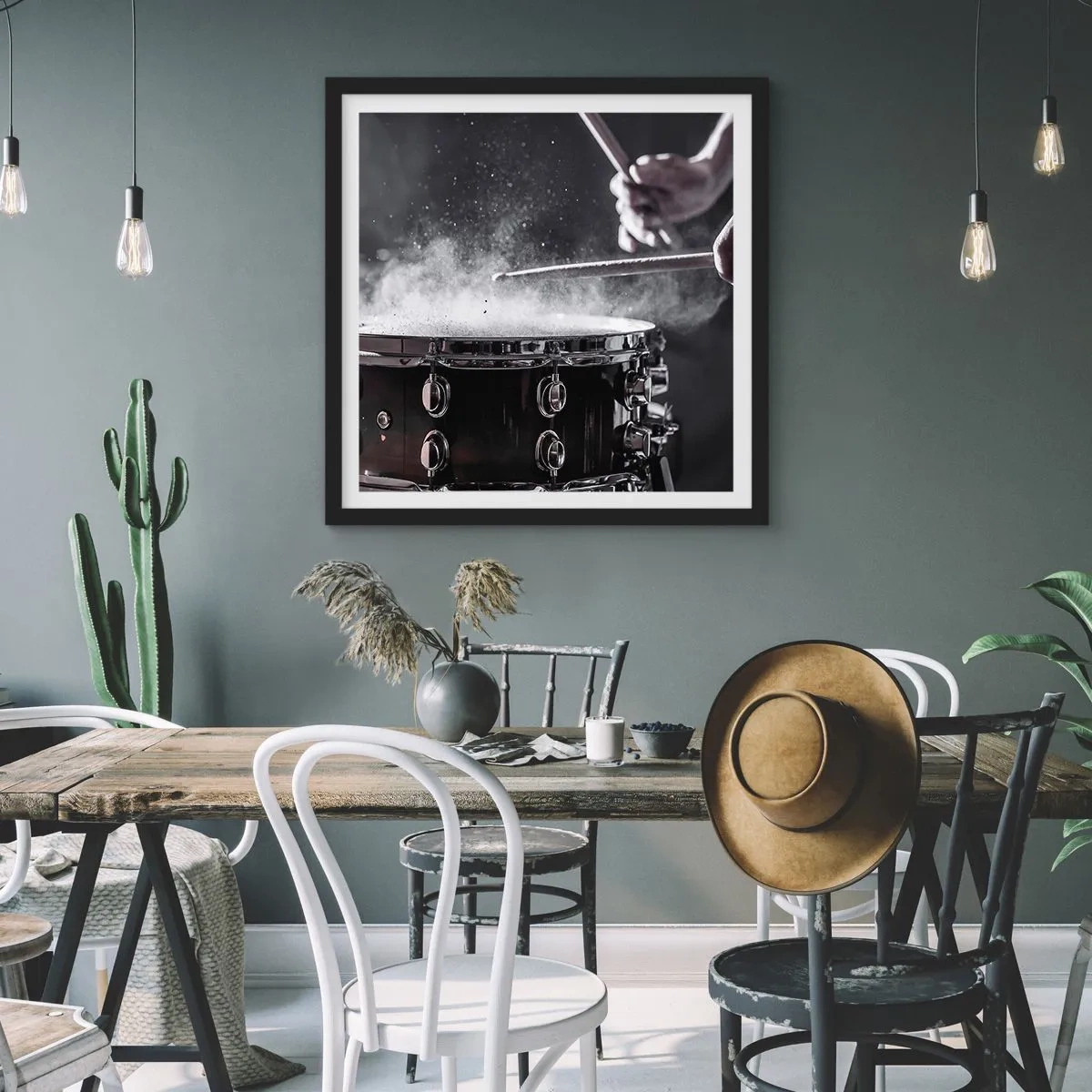 Poster in cornice nera - Il polso della musica - 60x60 cm