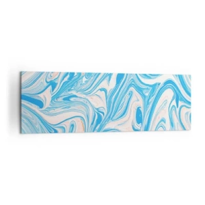 Quadro su tela - Stampe su Tela - Vortici astratti in stile marmo blu e bianco - 160x50cm - Acquitrino in turchese - Decorazione murale moderna per soggiorno e camera da letto ARTTOR