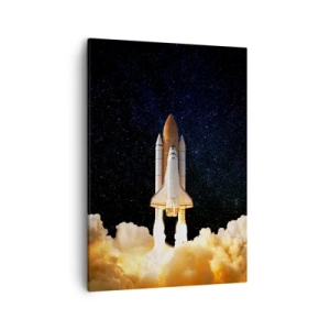 Quadro su tela - Stampe su Tela - Un razzo spaziale che decolla contro il cielo stellato - 50x70cm - Ad astra! - Decorazione murale moderna per soggiorno e camera da letto ARTTOR