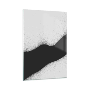 Quadro su vetro - Motivo astratto in bianco e nero con delicati punti su tela - 80x120cm - Equilibrio fluido - Decorazione murale moderna per soggiorno e camera da letto ARTTOR