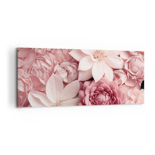 Quadro su tela - Stampe su Tela - Fiori nelle tonalità del rosa e del bianco in un approccio artistico - 120x50cm - Nei petali di rosa - Decorazione murale moderna per soggiorno e camera da letto ARTTOR