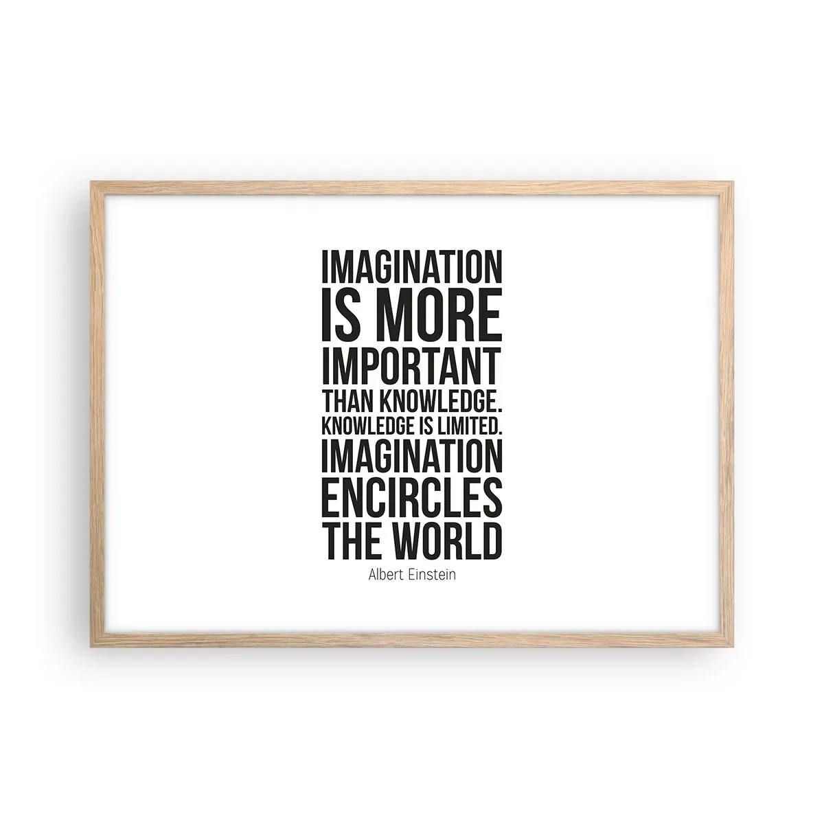 Poster in cornice rovere chiaro - Einstein sul potere dell'immaginazione - 70x50 cm