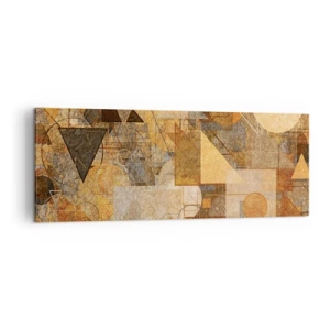 Quadro su tela - Stampe su Tela - Figure geometriche astratte in tonalità calde - 140x50cm - Studio cubista in marrone - Decorazione murale moderna per soggiorno e camera da letto ARTTOR
