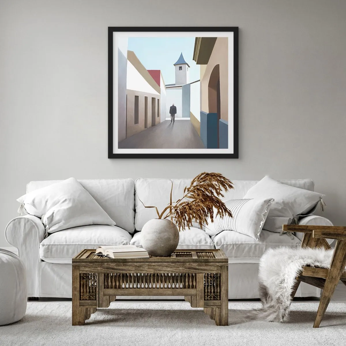 Poster in cornice nera - Passeggiata assolata - 60x60 cm