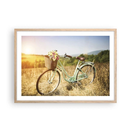 Poster in cornice rovere chiaro - Resto qui un attimo - 70x50 cm