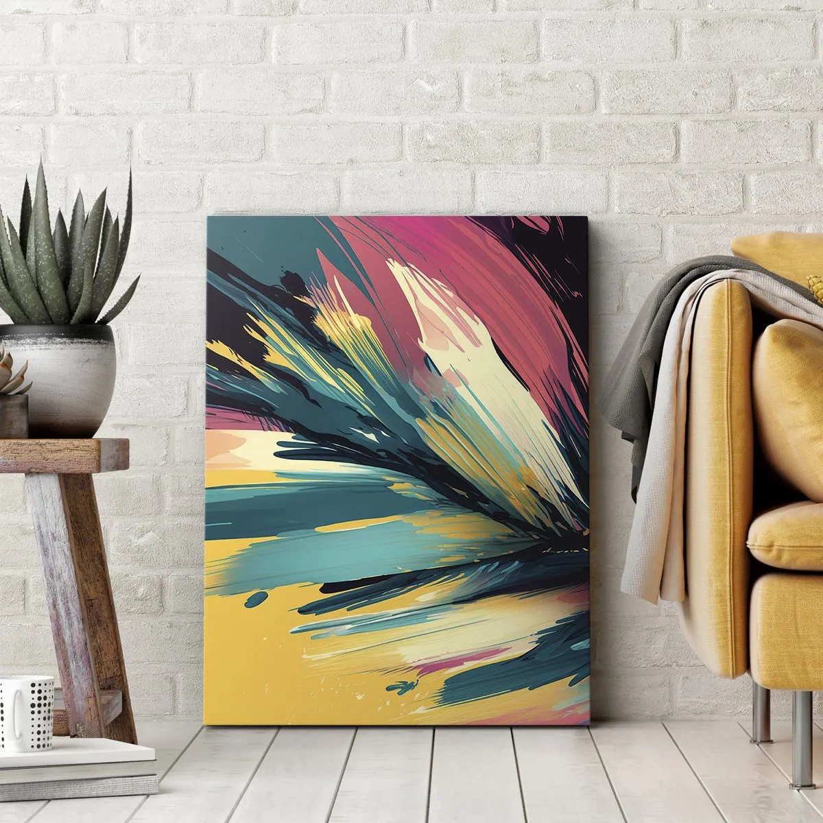 Quadro su tela - Stampe su Tela - Una composizione astratta dai colori intensi e contrastanti. - 50x70cm - Composizione: esplosione di gioia - Decorazione murale moderna per soggiorno e camera da letto ARTTOR