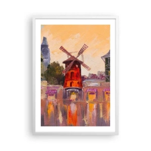 Poster in cornice bianca - Le icone di Parigi: il Moulin Rouge - 50x70 cm