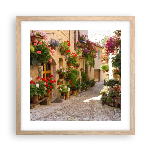 Poster in cornice rovere chiaro - Un'esplosione di fiori - 40x40 cm