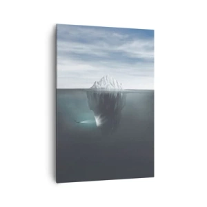 Quadro su tela - Stampe su Tela - Un iceberg in acqua con un sub e un riflettore sotto la superficie. - 70x100cm - Mistero sottomarino - Decorazione murale moderna per soggiorno e camera da letto ARTTOR