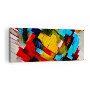 Quadro su tela - Stampe su Tela - Composizione geometrica astratta in colori vivaci - 120x50cm - Intreccio multicolore - Decorazione murale moderna per soggiorno e camera da letto ARTTOR