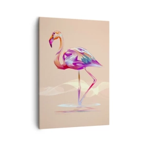 Quadro su tela - Stampe su Tela - Un fenicottero astratto dai colori pastello chiari. - 50x70cm - L'uccello delle buone emozioni - Decorazione murale moderna per soggiorno e camera da letto ARTTOR
