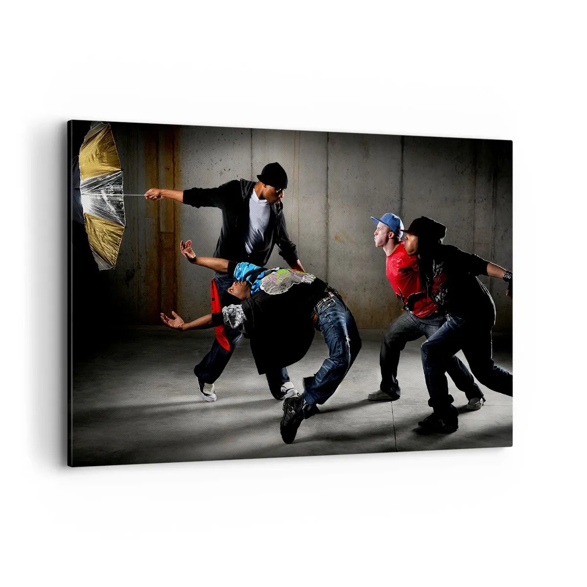 Quadro su tela - Stampe su Tela - Un gruppo di ballerini hip-hop in una coreografia dinamica - 120x80cm - Ballare con il vento della strada - Decorazione murale moderna per soggiorno e camera da letto ARTTOR
