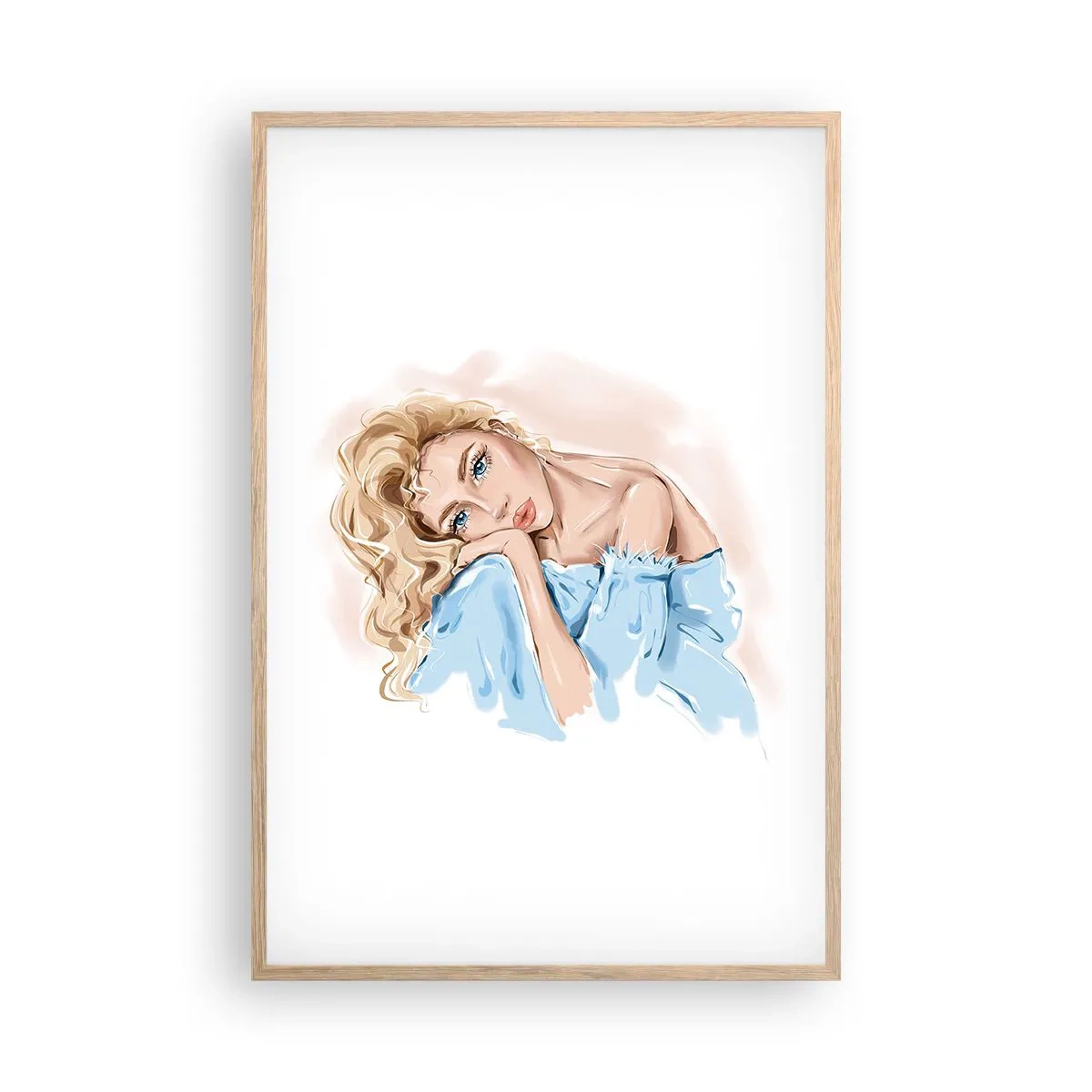 Poster in cornice rovere chiaro - Sognante nel blu - 61x91 cm