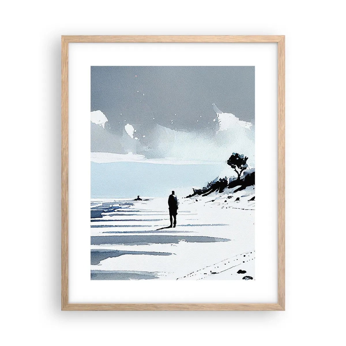 Poster in cornice rovere chiaro - Solo con se stesso - 40x50 cm