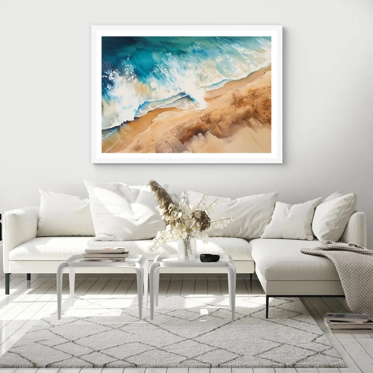 Poster in cornice bianca - L'onda che ritorna - 100x70 cm