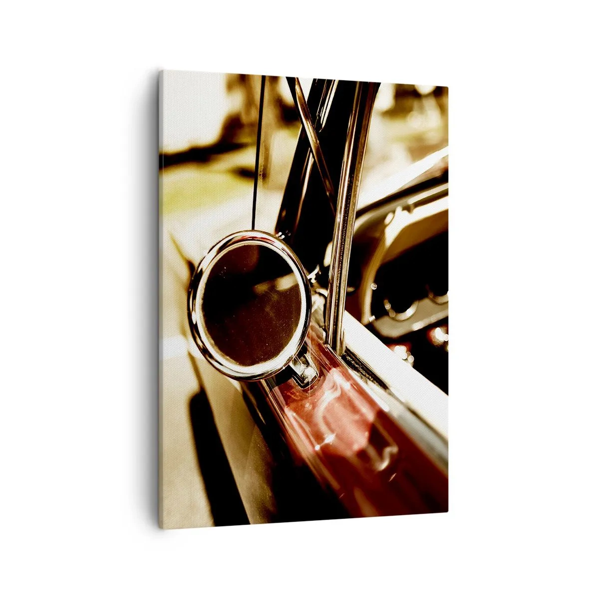 Quadro su tela - Stampe su Tela - Primo piano dello specchietto e degli interni di un'auto retrò classica - 50x70cm - Auto con un'anima - Decorazione murale moderna per soggiorno e camera da letto ARTTOR